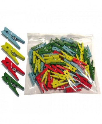 BOLSA 100 uds  MINI-PINZAS DE MADERA 2.5 cm SURTIDO